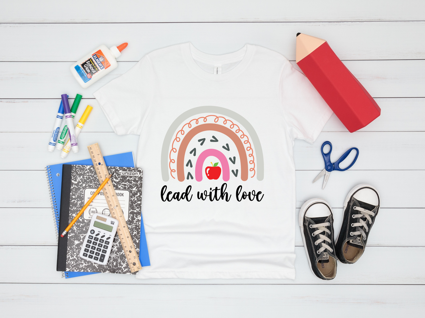 Lead With Love , Boho Rainbow T-Shirt