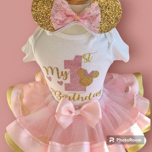 Pink Minnie Mouse Trimmed Tutu Outfit
