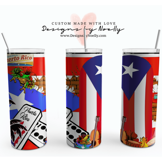 Puerto Rico Domino, Coqui, Bandera, Flag 20 oz Tumbler