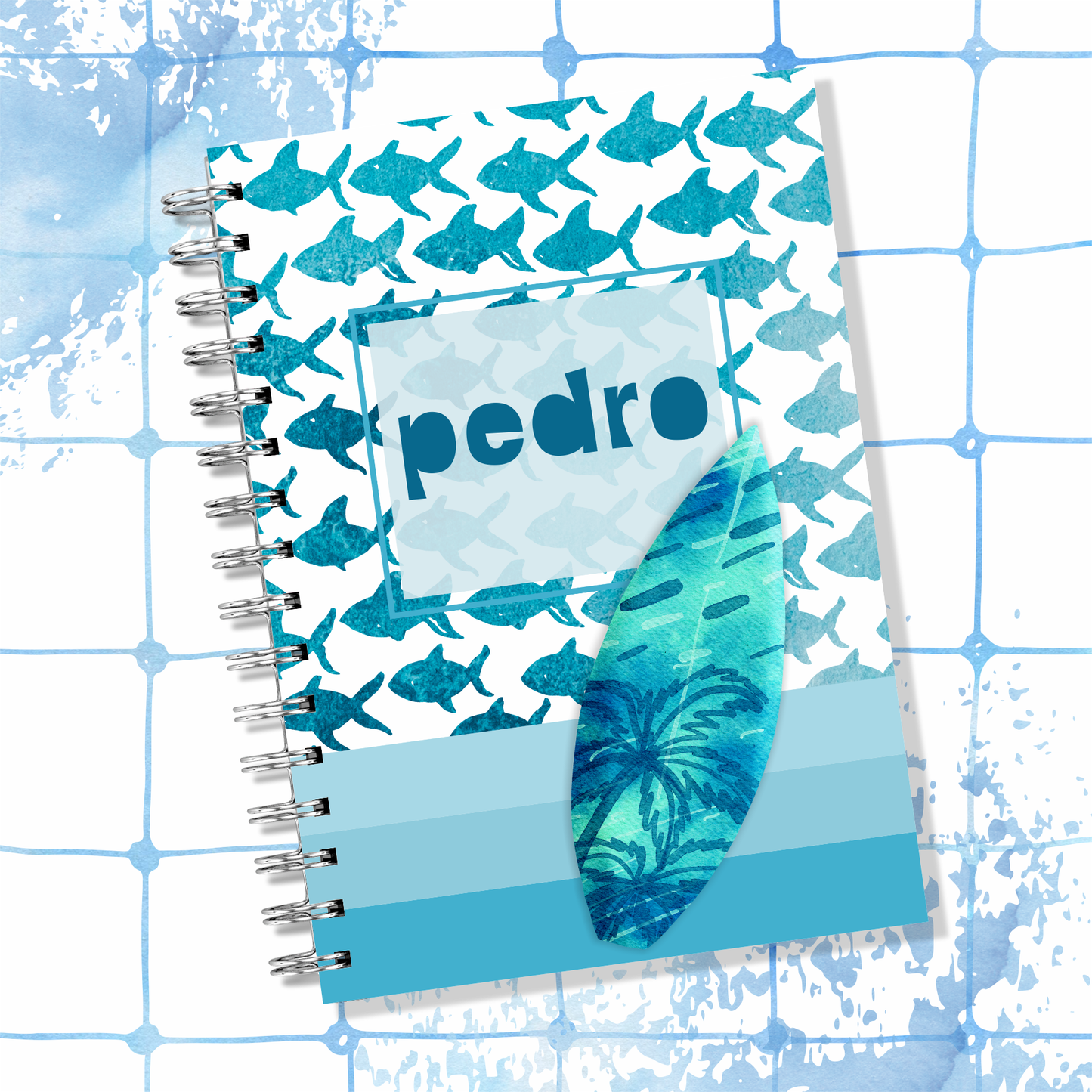 Ocean Surfing Spiral Notebook / Grade Tracker / Schedule / Assignments