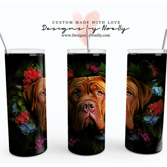 English Mastiff Flowers 20oz Tumbler