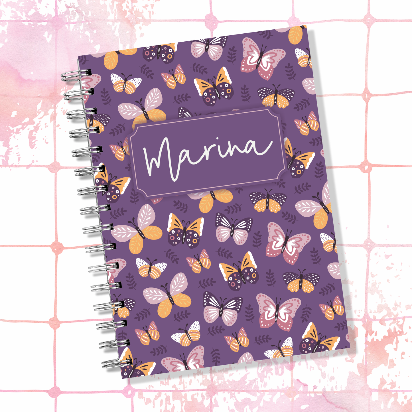 Butterflies Purple Spiral Notebook / Grade Tracker / Schedule / Assignments