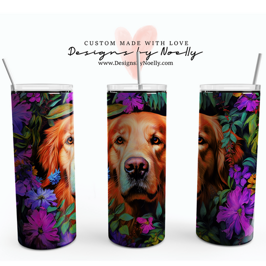 Golden Retriever Flowers 20oz Tumbler