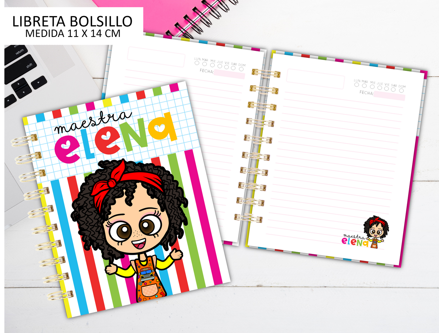 Curly Teacher Pocket Notebooks / Libretas de Bolsillo / Teacher's Gift / Students / Estudiantes / Maestros