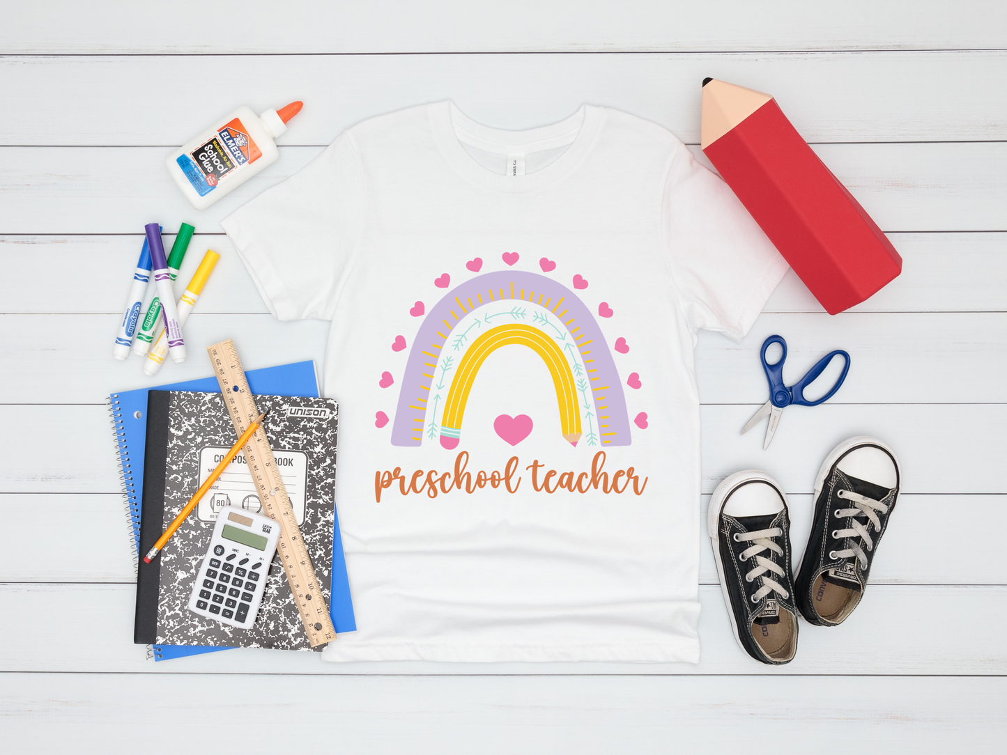 Preschool Teacher ,  Boho Rainbow T-Shirt