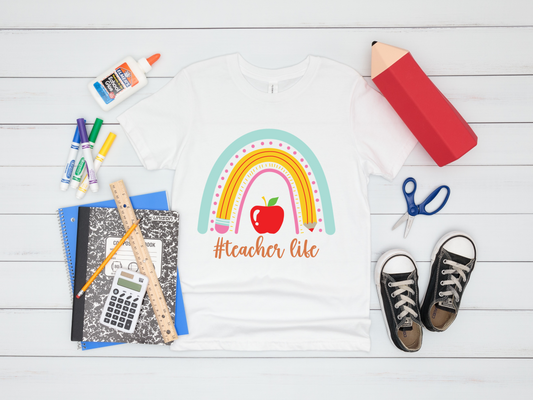 #TeacherLife,  Boho Rainbow T-Shirt