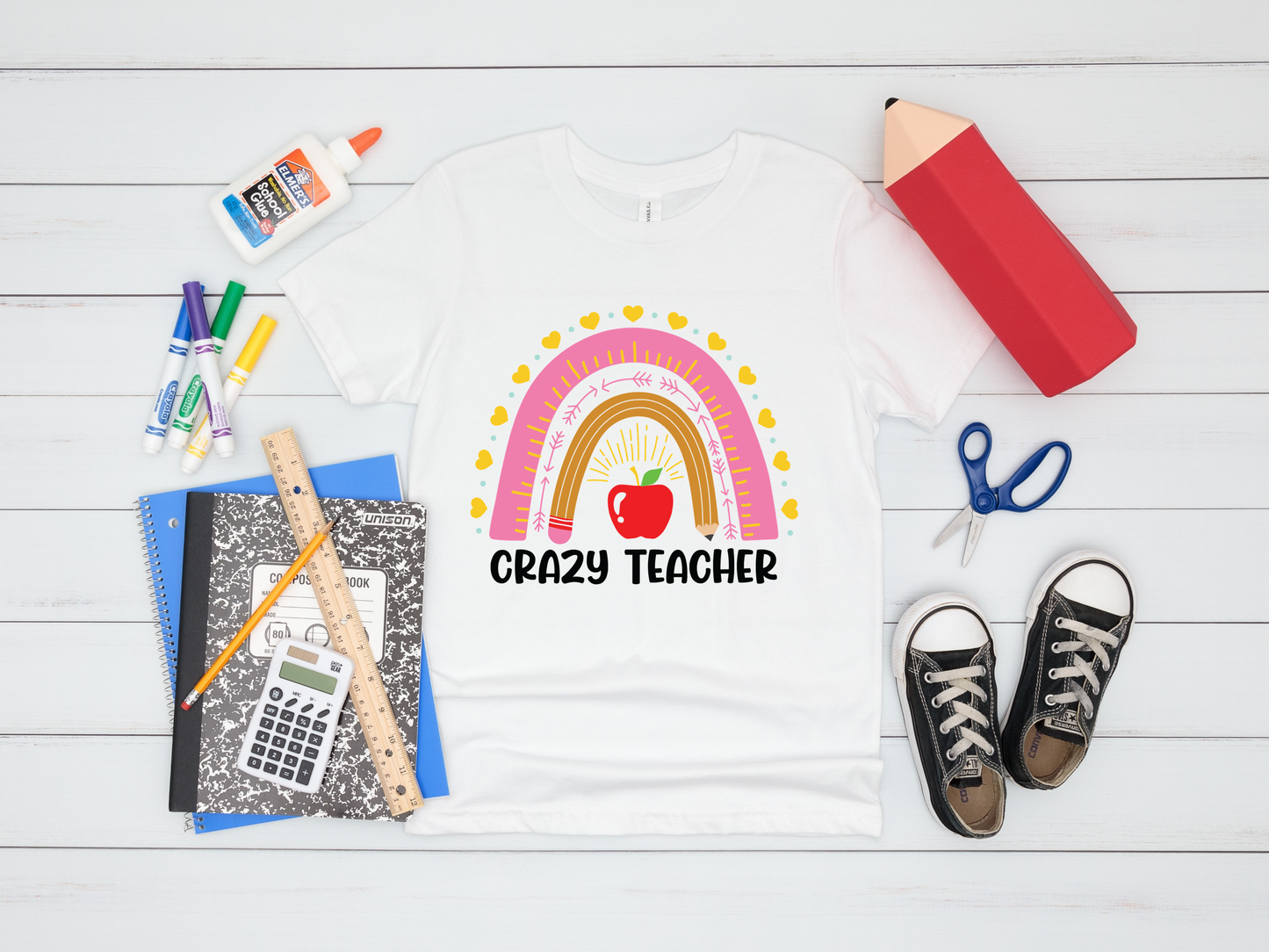 Crazy Teacher , Boho Rainbow T-Shirt