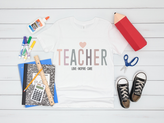 Teacher Love Inspire Care T-Shirt