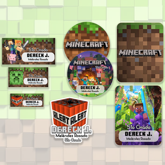 Minecraft Labels / Etiquetas Escolares Minecraft