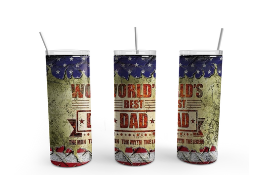 World's Best Dad 20oz Tumbler / Father's Day / Dad/ American Flag