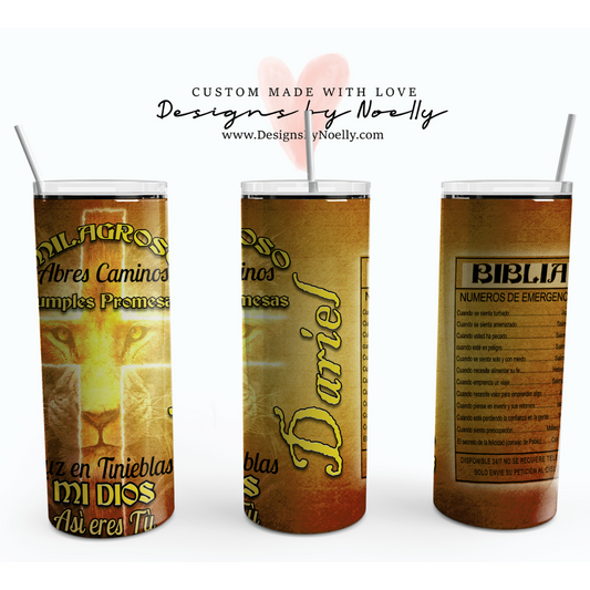 SPA "Milagroso, Abres Caminos.....", Mensajejs Biblicos Vaso Cristiano 20oz Tumbler