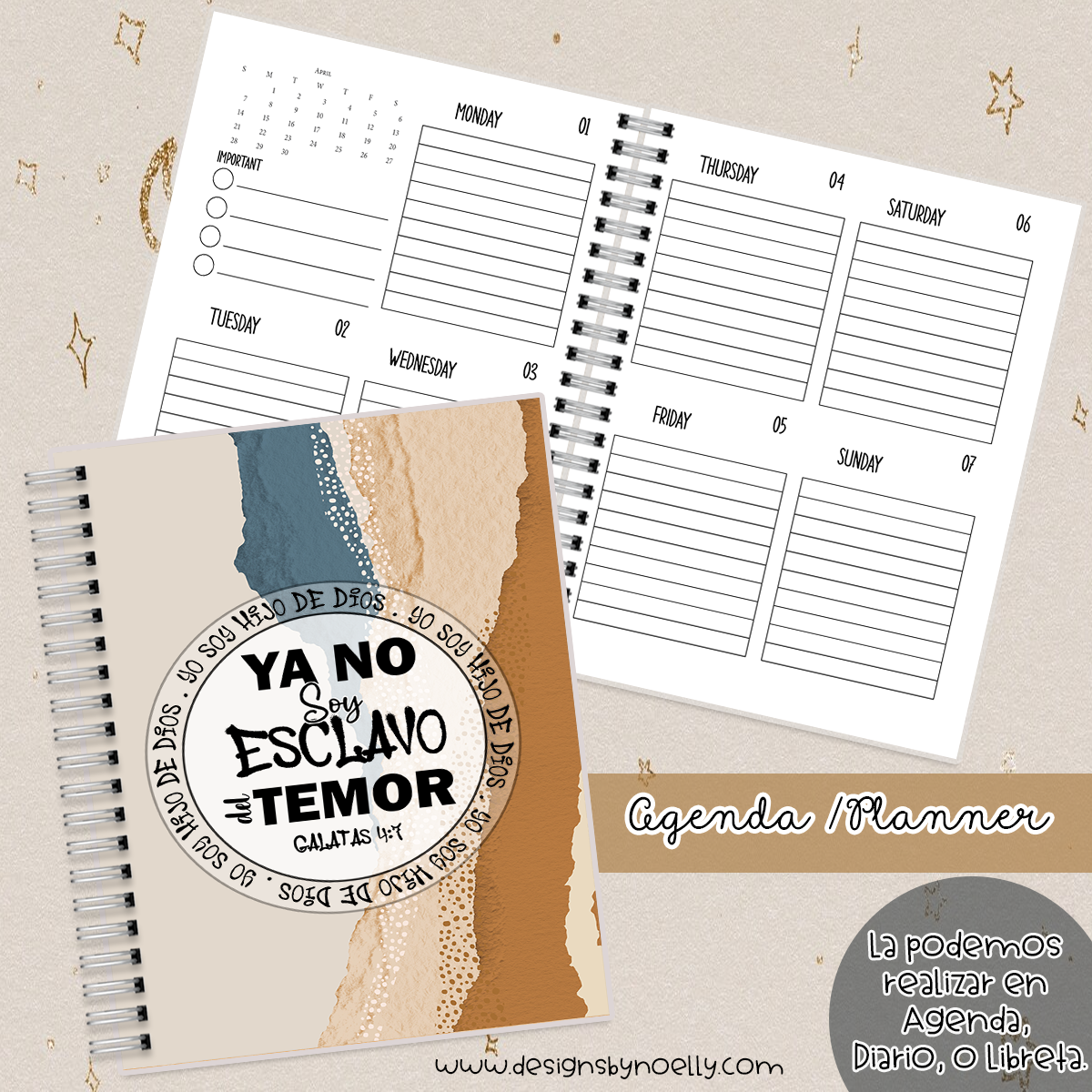 Ya No Soy Esclavo del Temor  / Agenda / Planner / Libreta / English/ Spanish