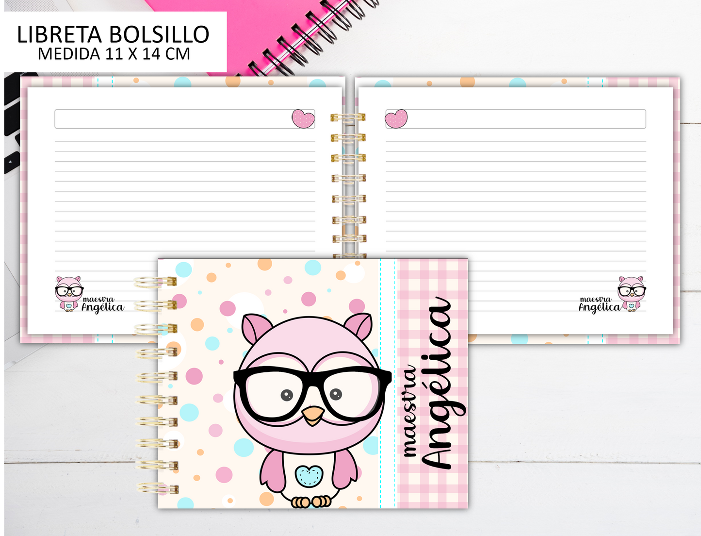 Pink Owl Pocket Notebooks / Libretas de Bolsillo / Teacher's Gift / Students / Estudiantes / Maestros