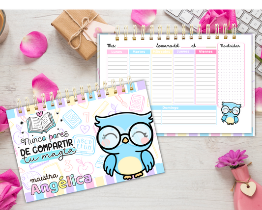 Blue Owl  Weekly Planner for Teacher's / Organizador Semanal Maestros
