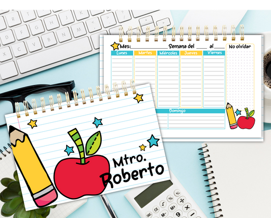 Apple and Pencil Weekly Planner for Teacher's / Organizador Semanal Maestros
