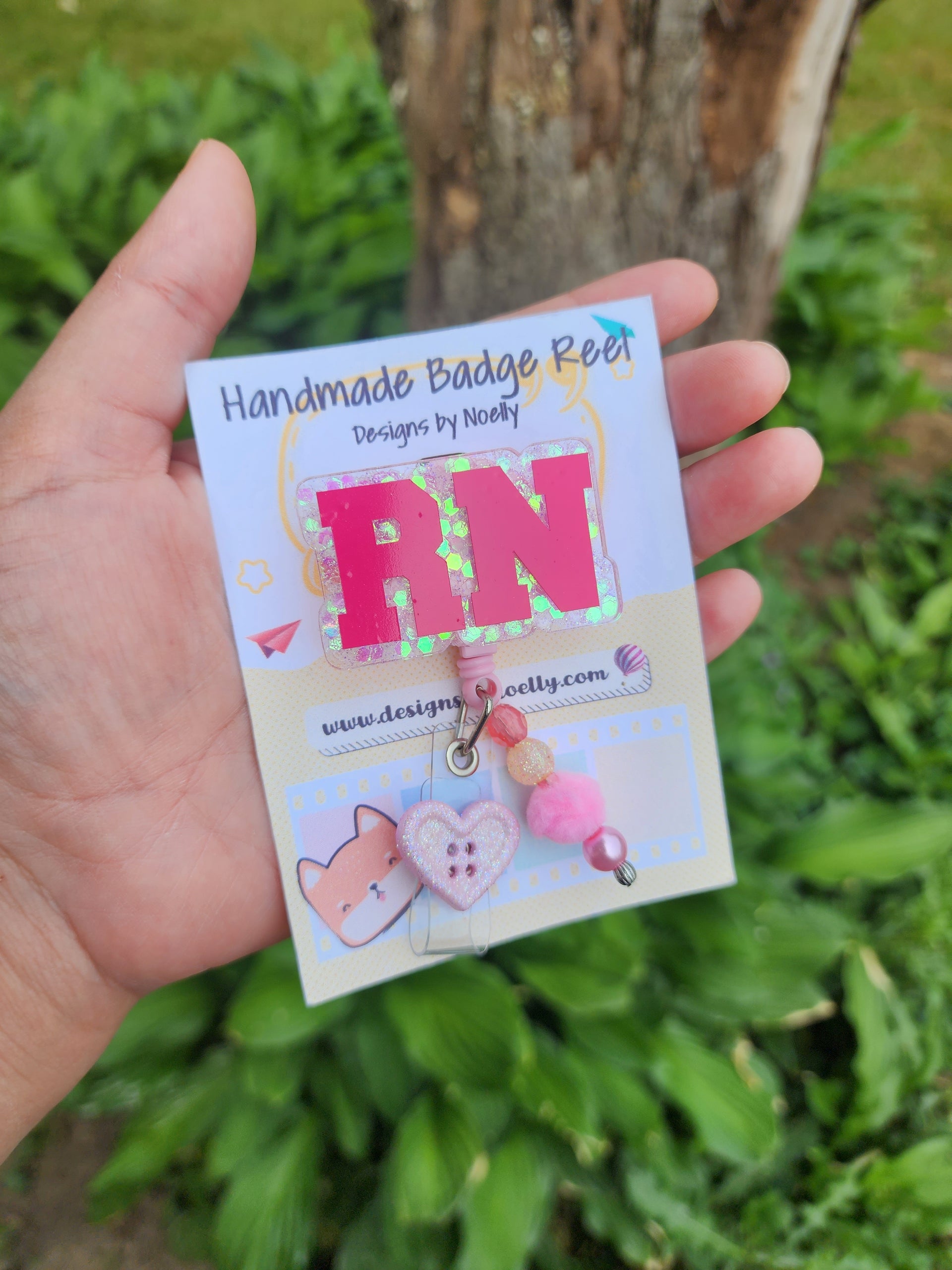 RN Pink Glitter Badge Reel – Designs by Noelly