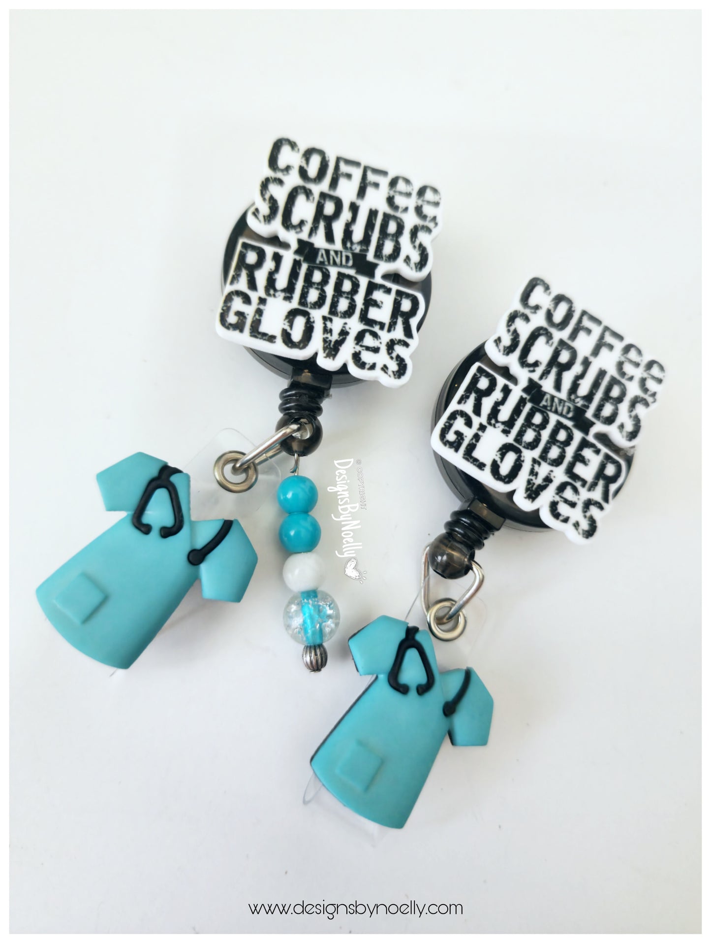 "Coffee, Scrubs, and Rubber Gloves" Badge Reel