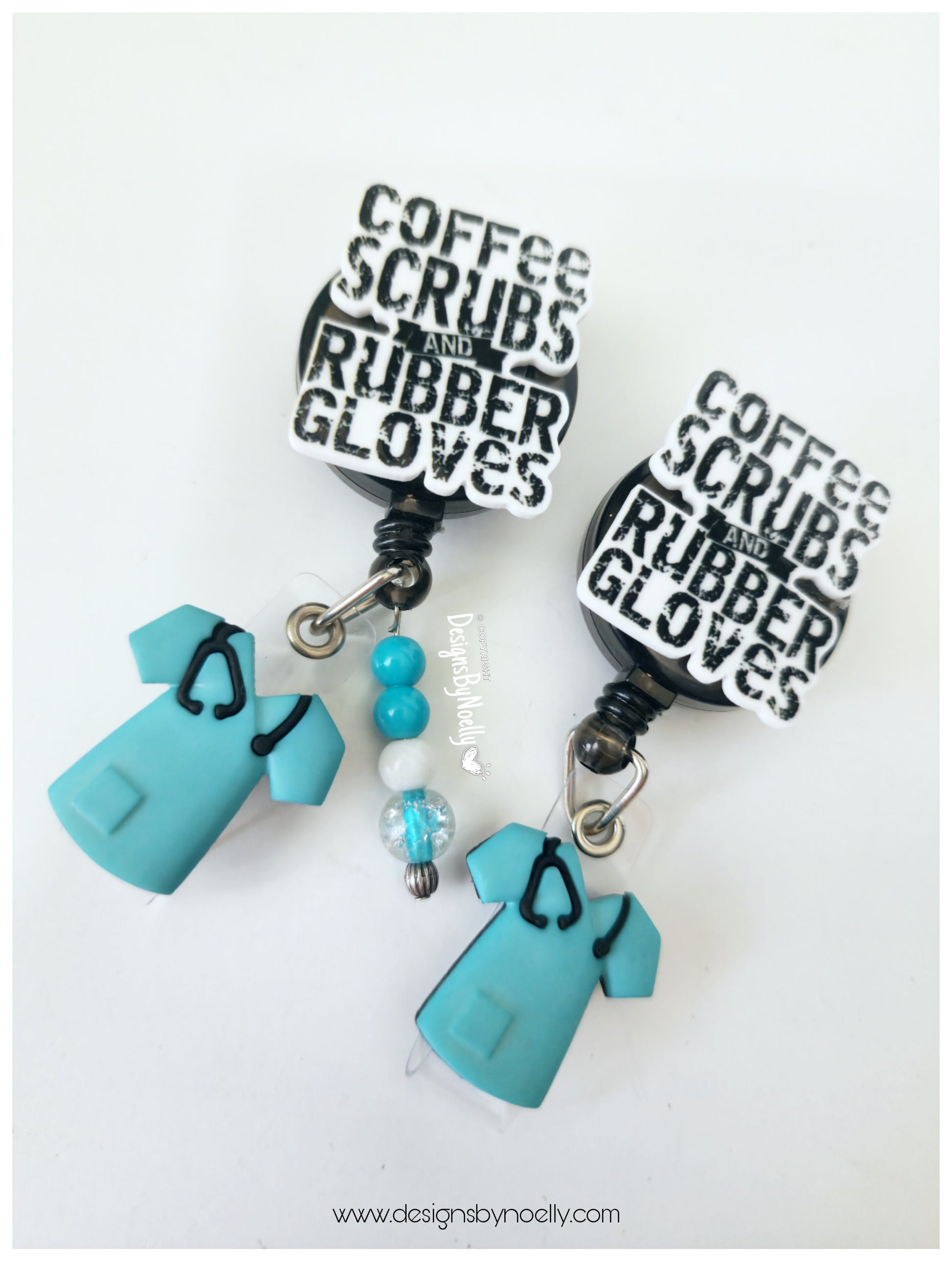 Coffee, Scrubs, and Rubber Gloves Badge Reel – Designs by Noelly